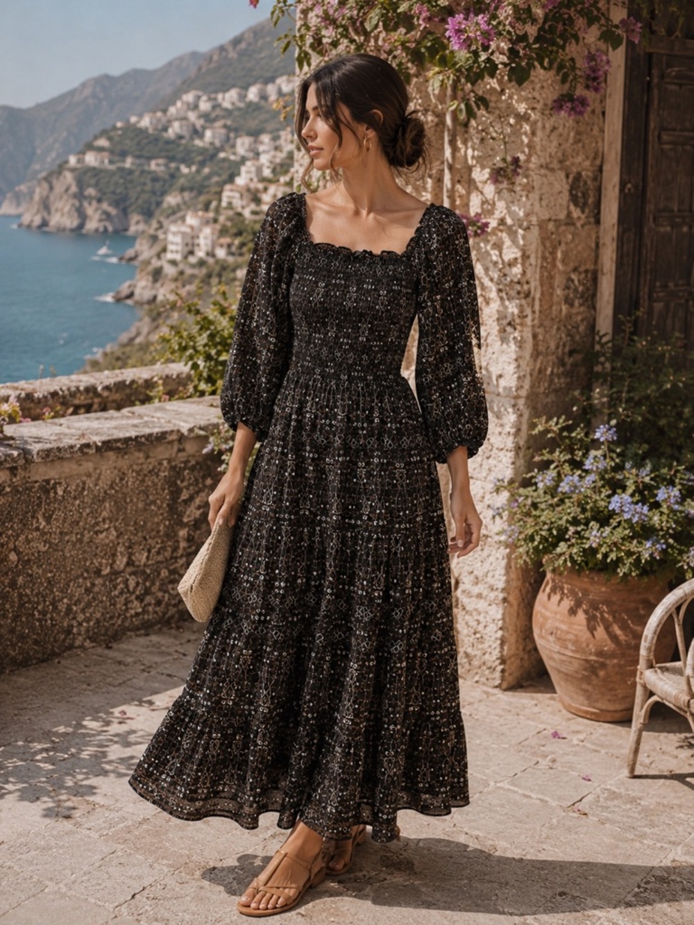 NEW Max Studio Women’s Maxi Smocked Print Dress